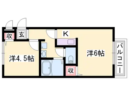 サンライフ・アイA棟(2K/1階)の間取り写真