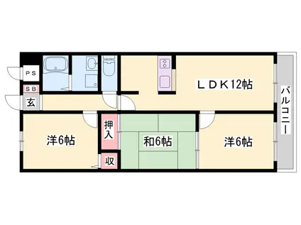 パティオ太子(3LDK/3階)の間取り写真