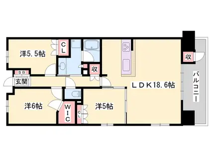 ワコーレ姫路オーナーズレジデンス(3LDK/2階)の間取り写真