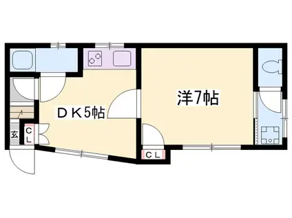 北平野南の町アパート(1DK/2階)の間取り写真