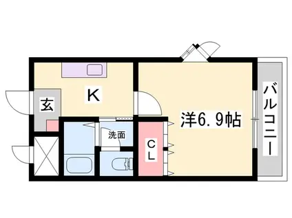 ヴィレッジ熊見(1K/1階)の間取り写真