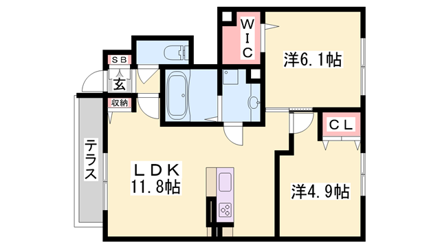 ポワログランメール(2LDK/1階)の間取り写真