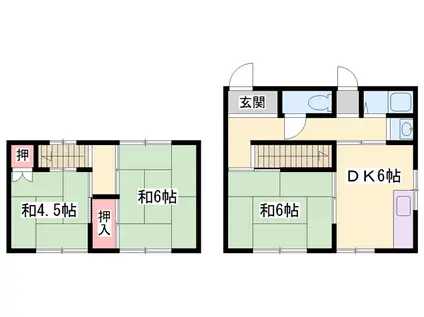 播但線 野里駅 徒歩19分 2階建 築56年(3DK)の間取り写真