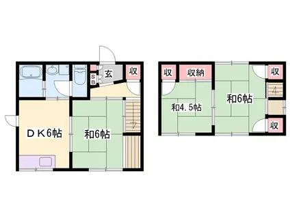 山陽電気鉄道網干線 西飾磨駅 徒歩5分 2階建 築35年(3DK)の間取り写真