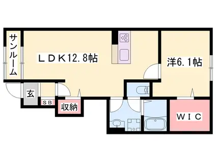 パインヌーボー西脇2(1LDK/1階)の間取り写真