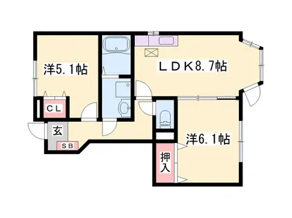 サニーパーク(2LDK/1階)の間取り写真