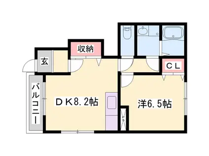 メゾンミルキーウェイⅡ(1DK/1階)の間取り写真