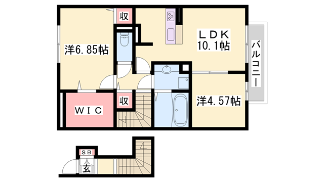 パークハイム七番館(2LDK/2階)の間取り写真