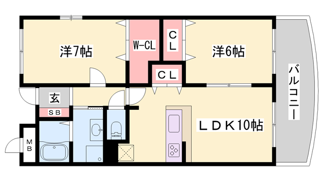 エレガント・北条(2LDK/1階)の間取り写真