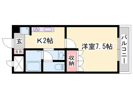 Mブロッサム(1K/1階)の間取り写真