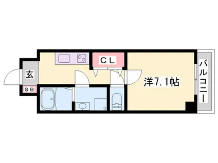 CAPITAL.I姫路(1K/6階)の間取り写真