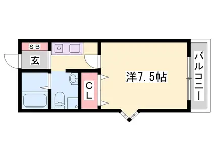 たつの市 TNマンション(1K/2階)の間取り写真
