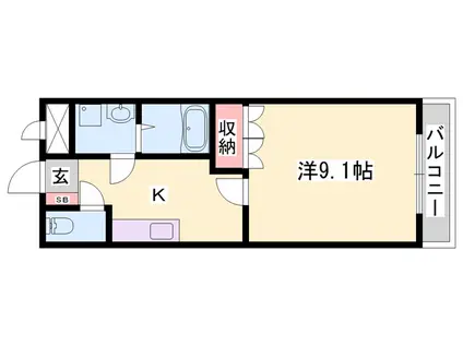 ビアンヒルズ(1K/1階)の間取り写真