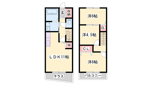 ベルヴィルカノウ(3LDK/1階)の間取り写真