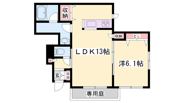 シャーメゾン土山西(1LDK/1階)の間取り写真