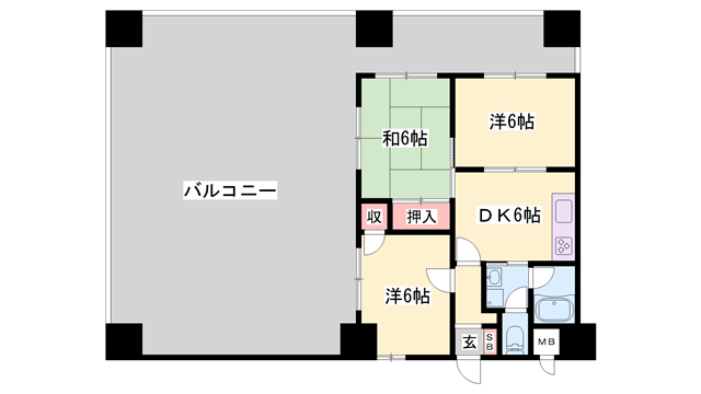 ロイヤルコーポ姫路(3DK/8階)の間取り写真