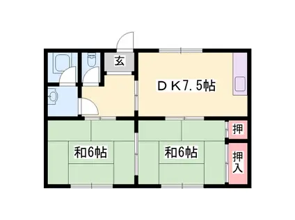 宝マンション(2DK/3階)の間取り写真