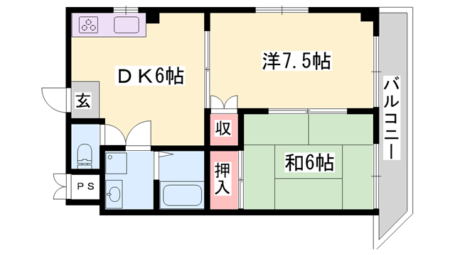 PERFECTLIFE姫路(2DK/3階)の間取り写真