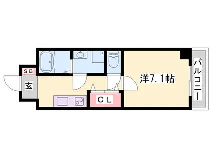 CAPITAL.I姫路(1K/6階)の間取り写真