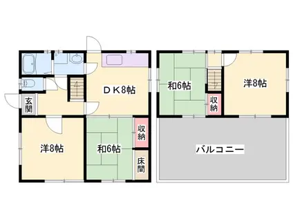 播但線 溝口駅 徒歩3分 2階建 築51年(4DK)の間取り写真