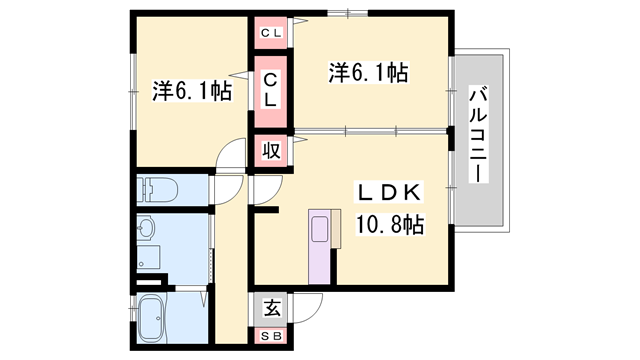 コンフォート上原田 A棟(2LDK/1階)の間取り写真
