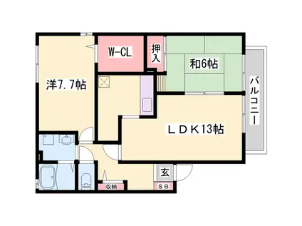 フォレスタ森本Ⅴ(2LDK/2階)の間取り写真