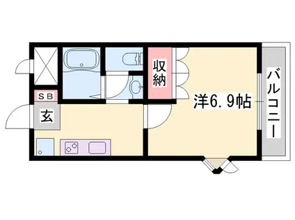 フォンテーヌ・アベニュー1(1K/2階)の間取り写真