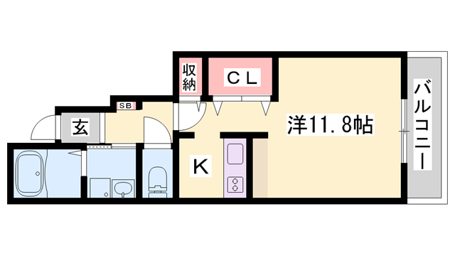 ヴァンベールⅡ(ワンルーム/1階)の間取り写真
