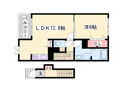 ラ メゾン サントーク(1LDK/2階)の間取り写真