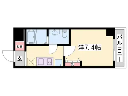 CAPITAL.I姫路(1K/4階)の間取り写真