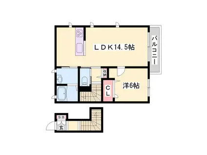 シャーメゾン横尾(1LDK/2階)の間取り写真