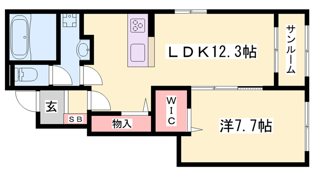 エテルナⅡ(1LDK/1階)の間取り写真