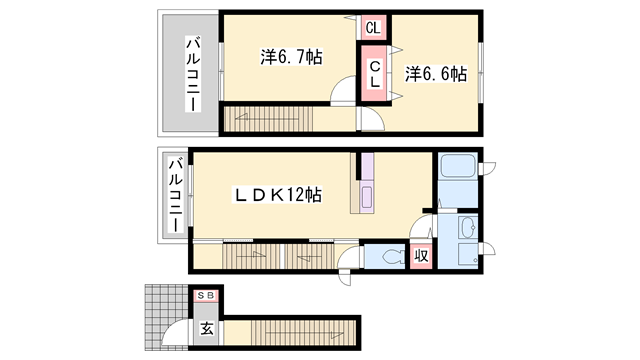メゾン・ド・リジェールS(2LDK/2階)の間取り写真