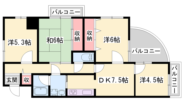ラフェスタ大塩(4DK/5階)の間取り写真
