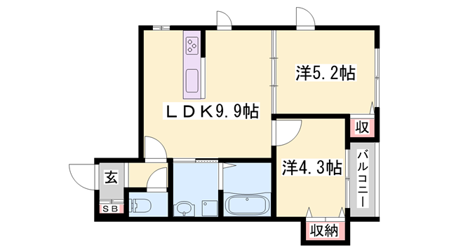 EVER LIFE加古川(2LDK/3階)の間取り写真
