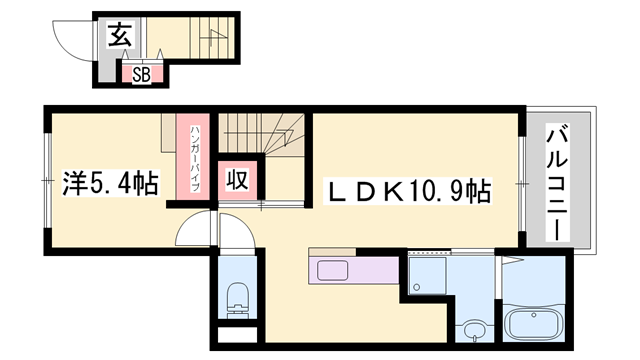 アサノ・モノカーメラ(1LDK/2階)の間取り写真