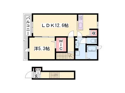 セ・ラヴィ(1LDK/2階)の間取り写真