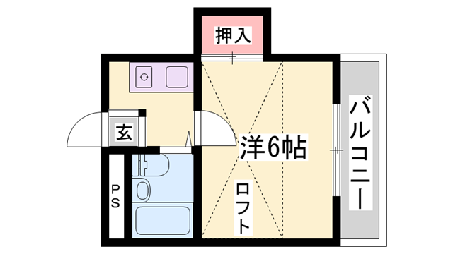 リブイン姫路(1K/2階)の間取り写真
