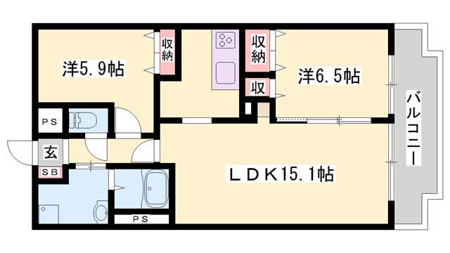 アンプルール(2LDK/2階)の間取り写真
