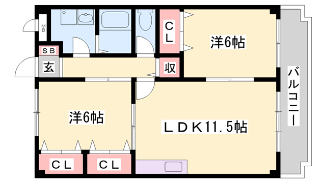 アクロポリス1(2LDK/1階)の間取り写真