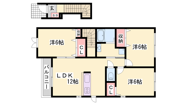 トレスプラティーノウーノ(3LDK/2階)の間取り写真