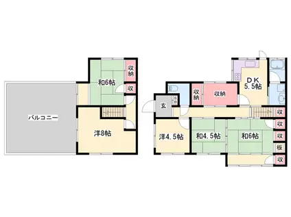 赤穂線 相生駅(兵庫) 徒歩18分 2階建 築66年(5SDK)の間取り写真