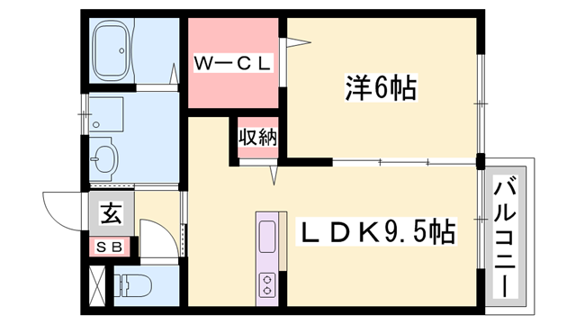 テラス・アルブール(1LDK/2階)の間取り写真