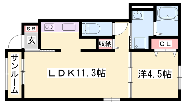 アリビオ Ⅰ(1LDK/1階)の間取り写真