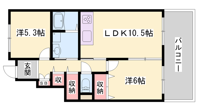 クレアーコート(2LDK/1階)の間取り写真