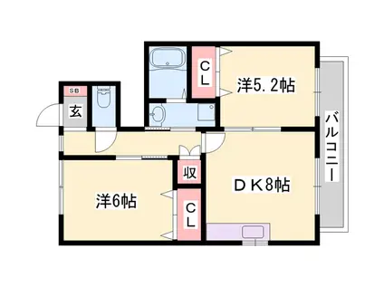サニーフラット御立(2DK/1階)の間取り写真
