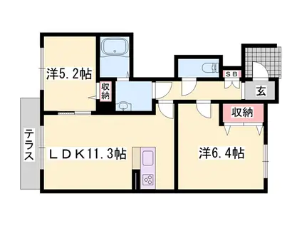 MAST COURT浜の宮(2LDK/1階)の間取り写真