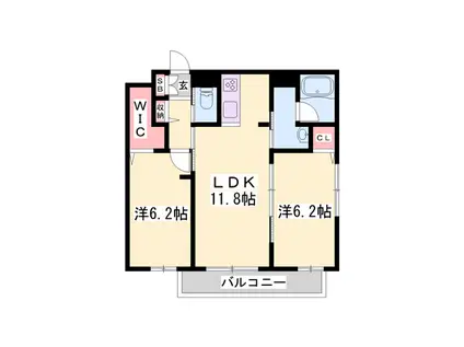 シャーメゾン・クライム(2LDK/2階)の間取り写真