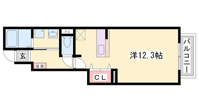 アンソレイエ・S(1K/1階)の間取り写真