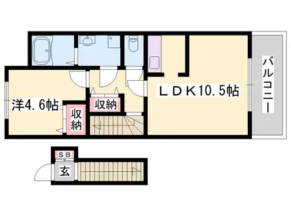 加古川線 社町駅 バス乗車時間：20分 社高校バス停で下車 徒歩5分 2階建 築13年(1LDK/2階)の間取り写真